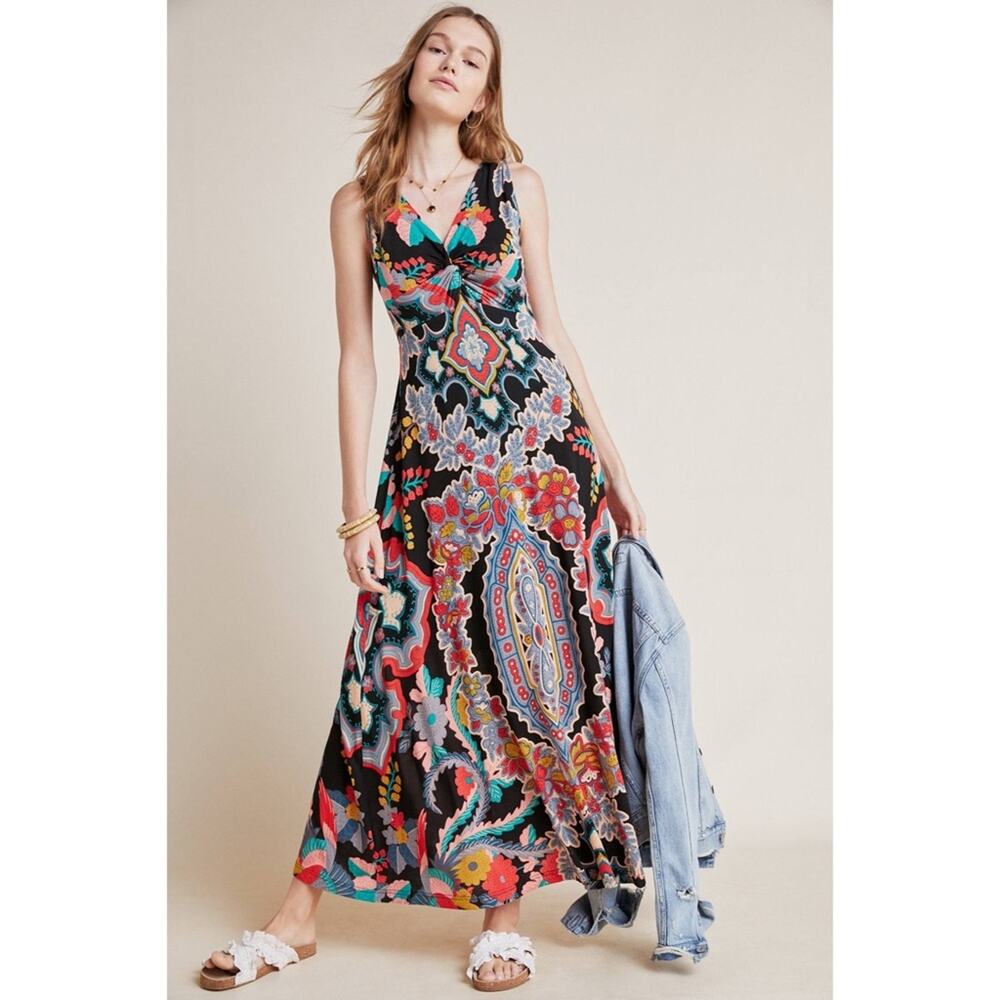 Anthropologie‎ Maeve Paisley Floral Sleeveless Maxi Dress Womens Size XS